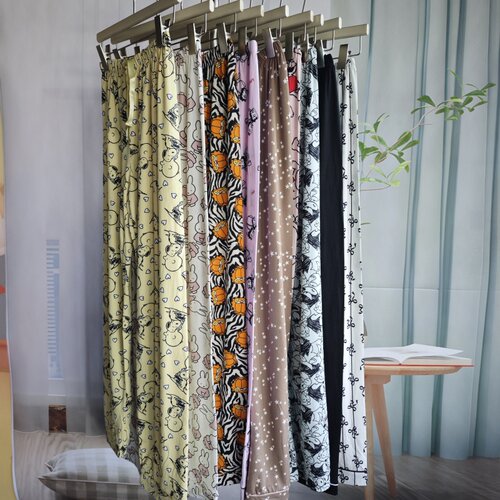 欧美风 卡通牛奶丝秋季家居睡裤女裤长裤松紧腰年轻慵懒风