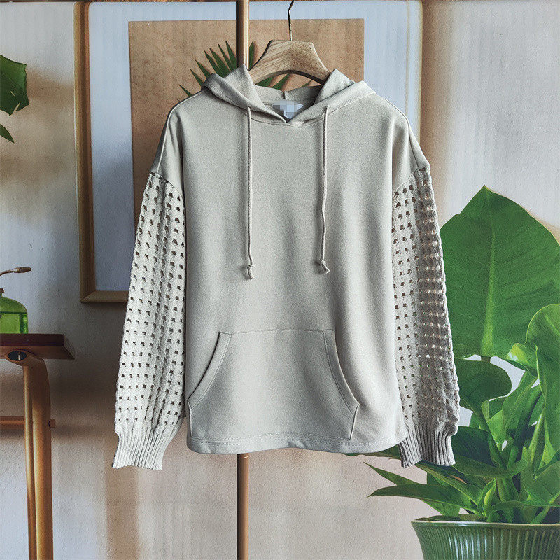 美国风设计感镂空拼接连帽卫衣女休闲宽松抽绳长袖上衣,女装/女士精品,卫衣/绒衫,淘宝优惠券,粉丝福利购,淘宝优惠卷