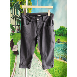 欧盟订单 24新品纯棉卡其布柔软无弹七分休闲裤女裤子 腰围74 1