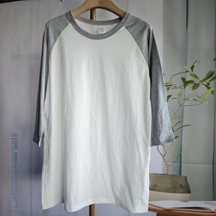 T恤圆领宽松百搭纯色T恤 男中袖 欧美风 100%棉秋季