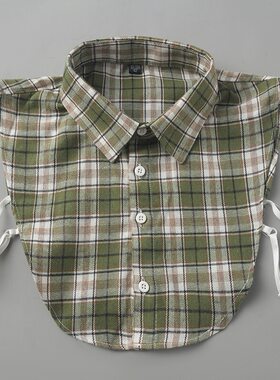 假领子纯棉格纹衬衣衫方领秋冬工装士职业正装西服尖领假衣领