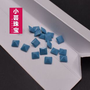 蓝松石正方形宝石裸石332公主方蓝戒指吊坠diy镶嵌首饰珠宝耐高温