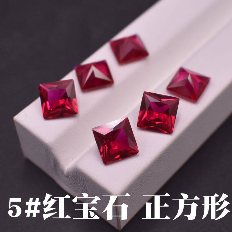 镶边钻红宝石裸石RUBY正方形戒指戒面缅甸泰国鸽血红宝石原石无烧