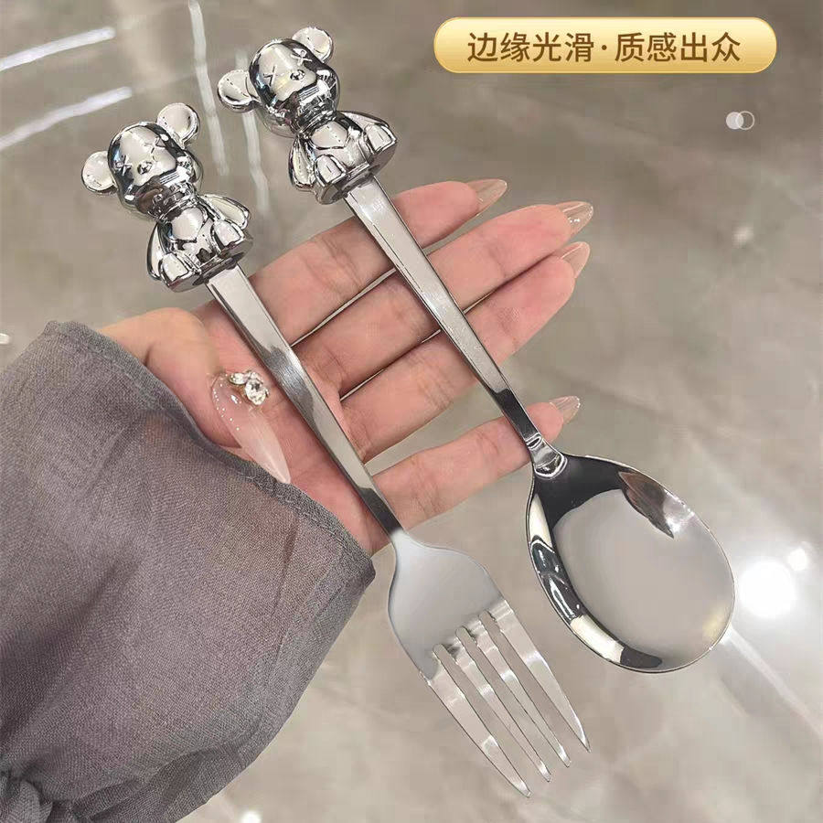 创意小熊水果叉子ins高颜网红爆款不锈钢家用可爱勺子值餐具套装,餐饮具,西餐勺,淘宝优惠券,粉丝福利购,淘宝优惠卷