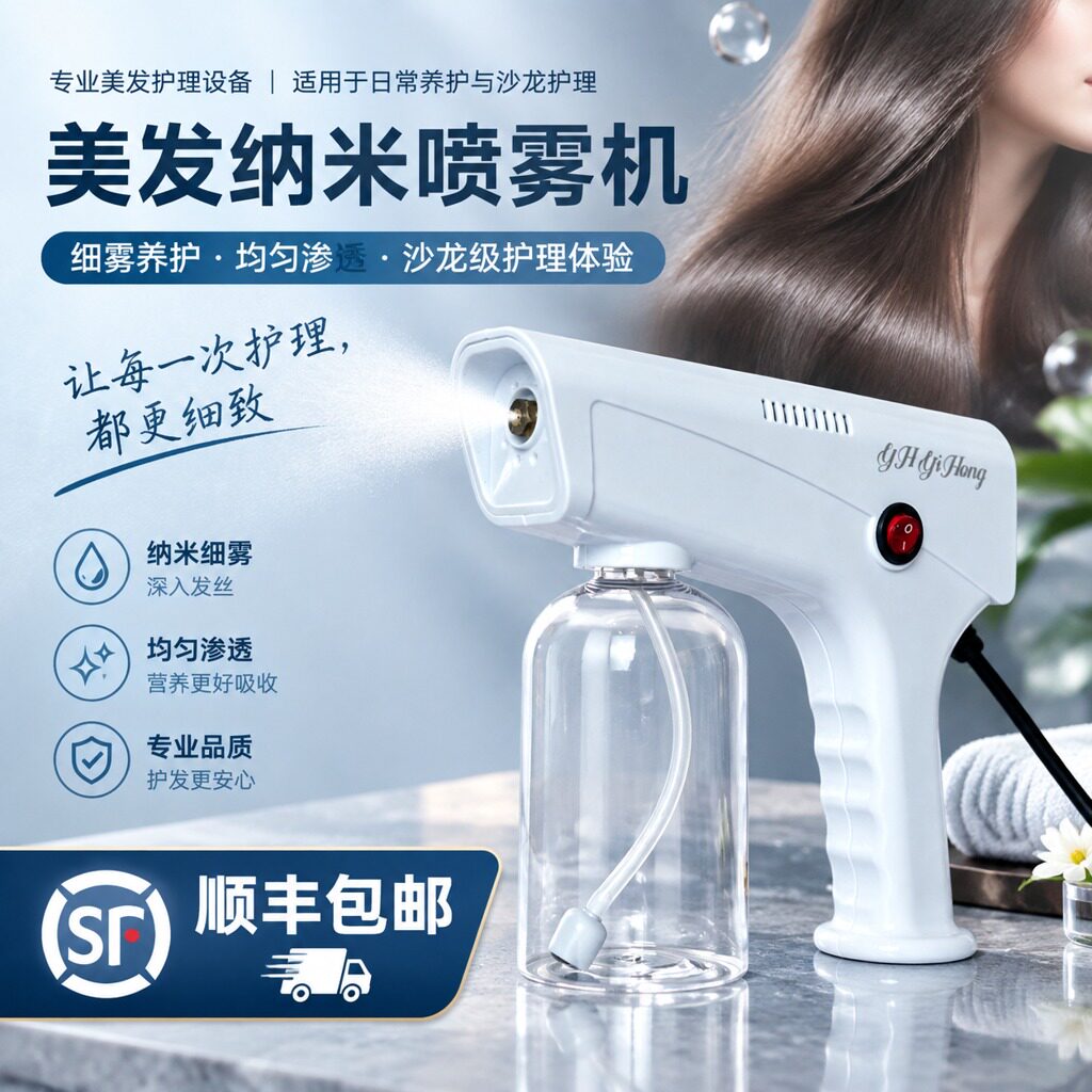 美发纳米护理喷雾机手持头发烫染补水护理喷雾枪发廊蓝光护发仪器