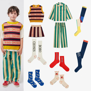 儿童条纹针织背心裙子ins风衬衫裤子BC同款系列男女童休闲套装