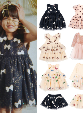 25秋冬新款女童纱纱裙ks同款蝴蝶结爱心网纱珠片连衣裙背心公主裙