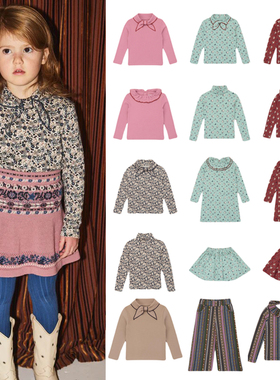 25秋冬MP女童蝴蝶结系列花朵花边领打底长袖棉T恤裤子连衣裙套装