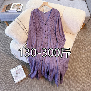 200/300斤胖人肥妹可穿特大码女装胖mm法式气质显瘦蕾丝连衣裙220