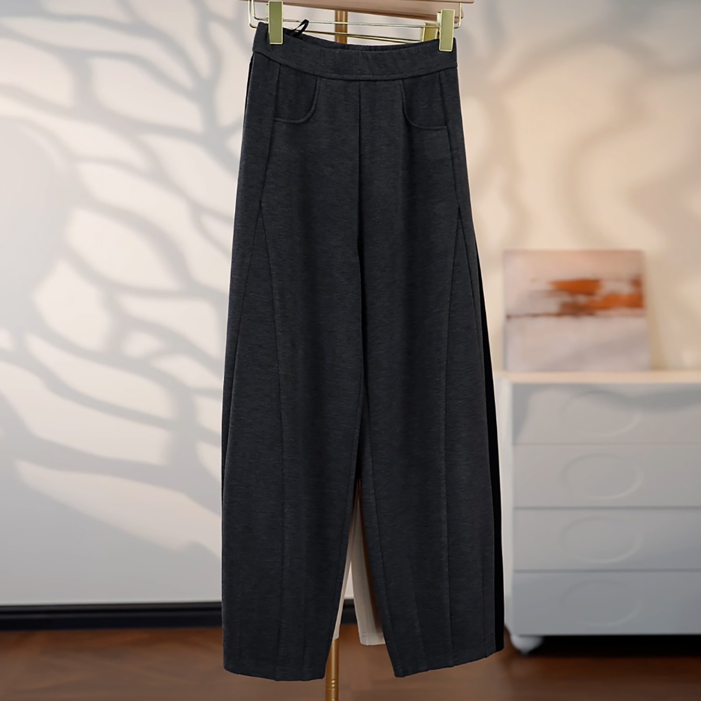 加厚保暖宽松遮胯显瘦羊绒休闲裤