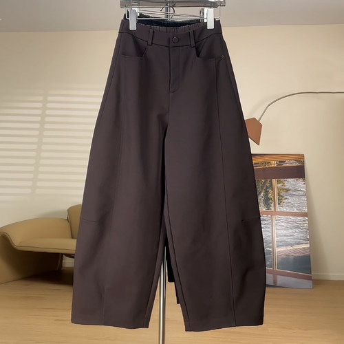 宽松阔腿百搭显瘦九分哪吒弯刀裤