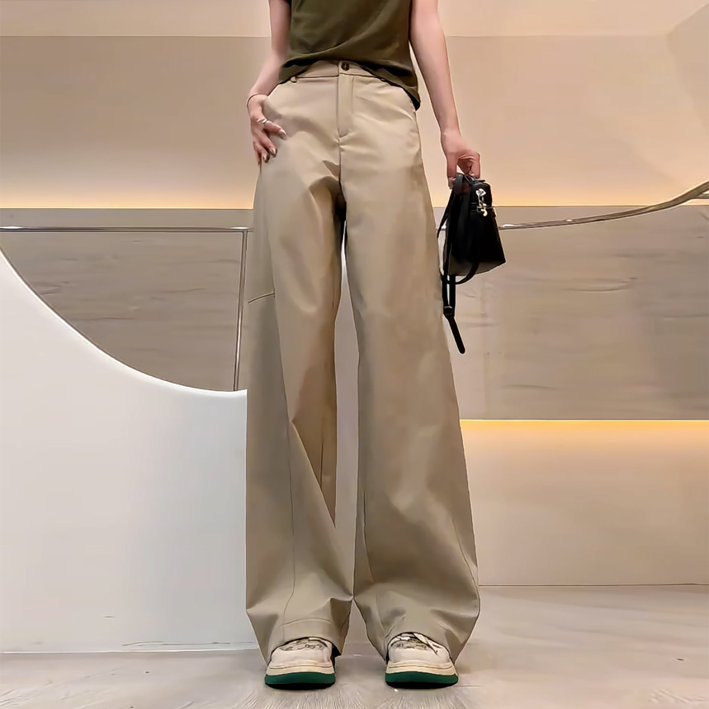 Ader简约通勤感休闲阔腿裤女2026秋季新款高腰百搭时尚有型直筒裤