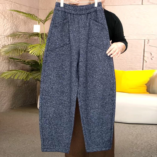 冬季加绒加厚羊毛百搭显瘦弯刀裤