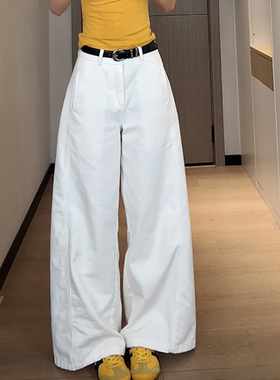 Ader白色阔腿弯刀牛仔裤女2026年早春新款时尚流行宽松遮胯休闲裤