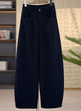 Ader绵羊毛休闲弯刀裤女2025冬季新款气质百搭高腰显瘦加厚香蕉裤