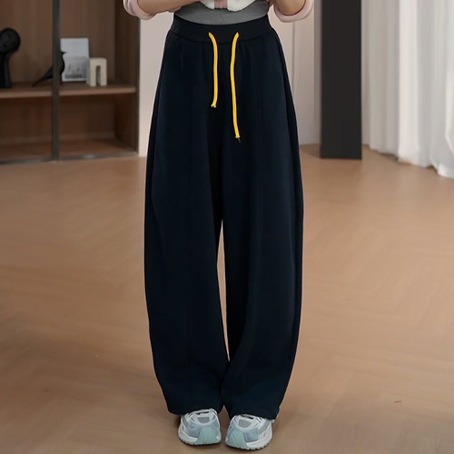 百搭垂感加绒运动休闲弯刀卫裤