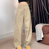 百搭显瘦休闲裤 Ader卡其色高腰窄版 新款 时尚 弯刀休闲裤 女2026春季