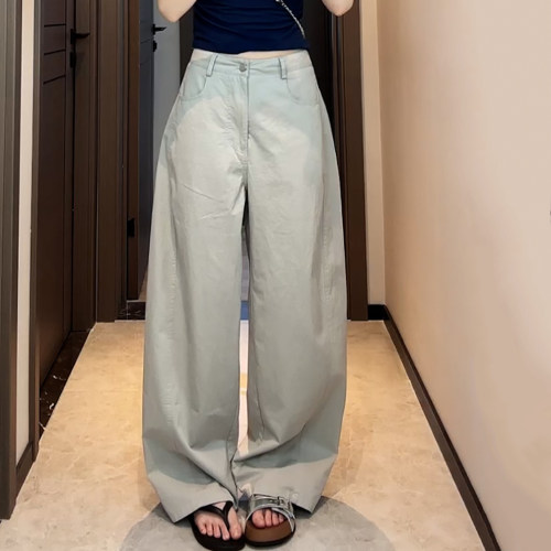 浅灰色时尚百搭显瘦潮流弯刀裤女