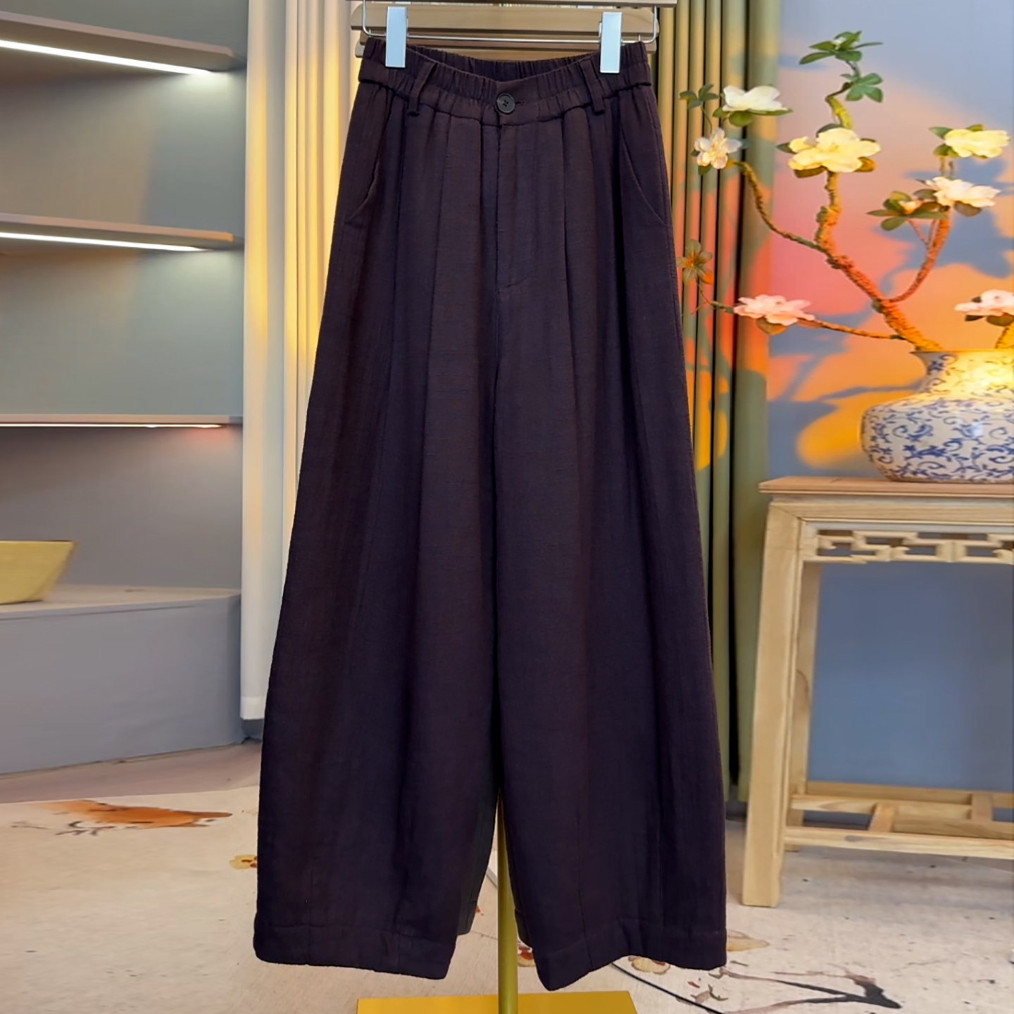 Ader冬季加厚保暖阔腿棉裤女2025新款松紧腰宽松遮胯垂感休闲裤,女装/女士精品,大码裤装,淘宝优惠券,粉丝福利购,淘宝优惠卷