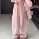 高腰宽松减龄休闲裤 新款 女2026春季 Ader粉色加绒加厚运动阔腿卫裤