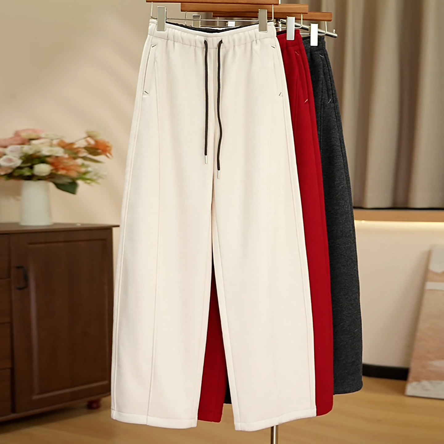 Ader松紧腰抽绳休闲裤女2026春季新款时尚百搭显瘦垂感弯刀卫裤,女装/女士精品,大码裤装,淘宝优惠券,粉丝福利购,淘宝优惠卷