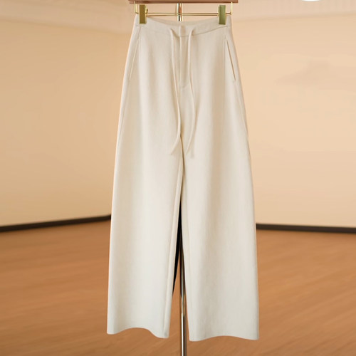 时尚简约纯色加厚醋酸羊毛休闲裤