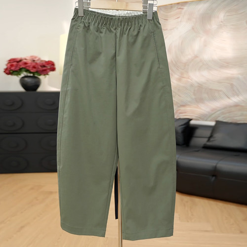 宽松阔腿垂感纯色抗皱九分休闲裤