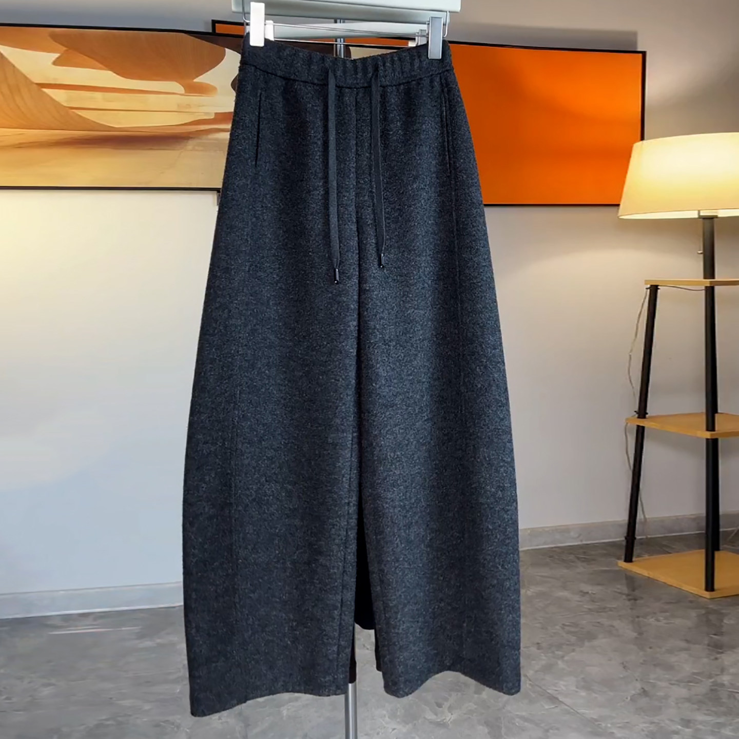 Ader松紧腰抽绳绵羊毛休闲裤2025冬季新款阔腿百搭抗皱保暖弯刀裤,女装/女士精品,大码裤装,淘宝优惠券,粉丝福利购,淘宝优惠卷