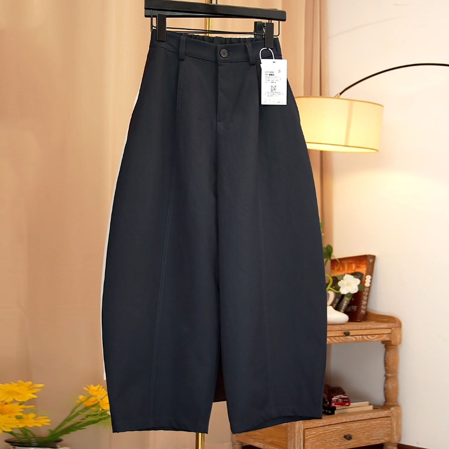 Ader九分阔腿哪吒休闲裤2026春季新款时尚气质简约百搭显瘦弯刀裤,女装/女士精品,大码裤装,淘宝优惠券,粉丝福利购,淘宝优惠卷