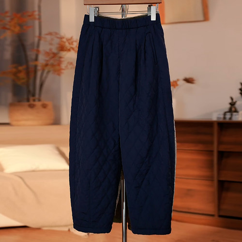 宽松遮胯保暖菱格夹棉加厚休闲裤