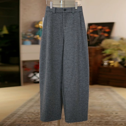 加绒加厚绵羊毛阔腿百搭弯刀裤