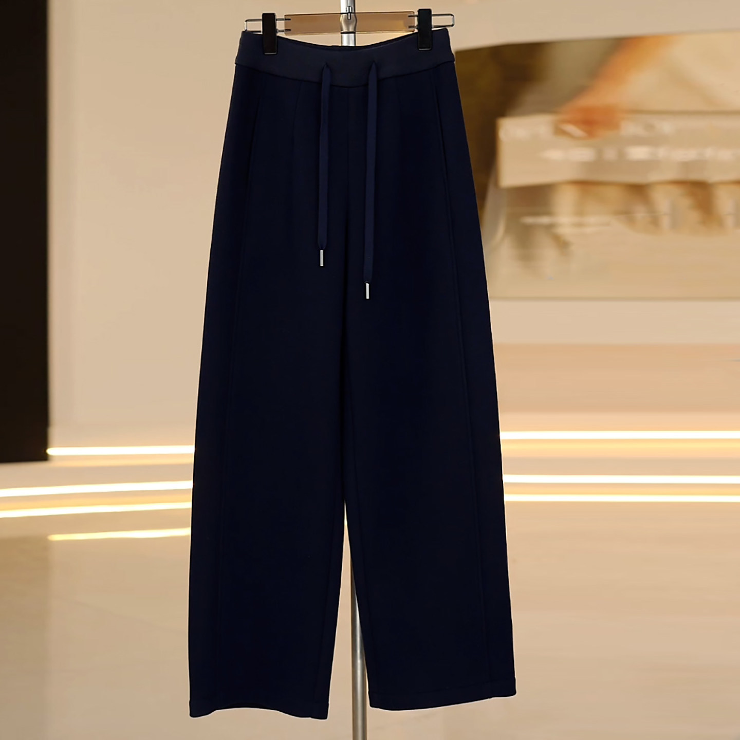 Ader藏青色加绒羊毛裤女2025冬季新款高腰宽松阔腿百搭显瘦休闲裤,女装/女士精品,大码裤装,淘宝优惠券,粉丝福利购,淘宝优惠卷