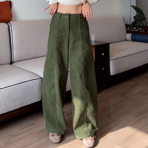 复古加绒灯芯绒加绒弯刀休闲裤