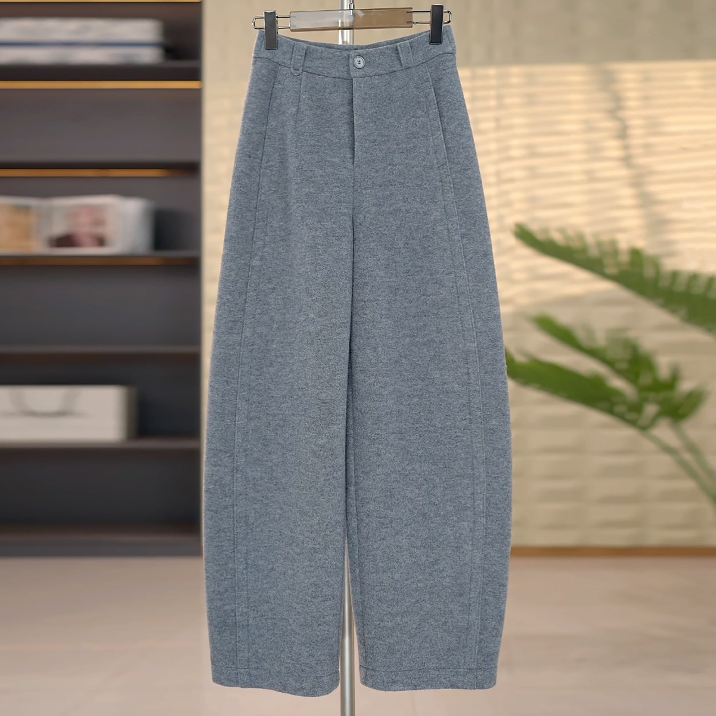 加绒加厚抗起球绵羊毛弯刀休闲裤