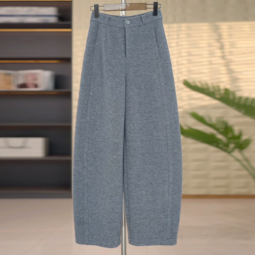 加绒加厚抗起球绵羊毛弯刀休闲裤