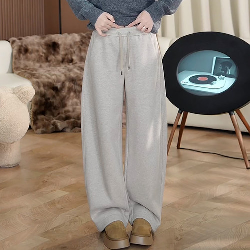 冬季加绒保暖澳毛垂感弯刀休闲裤