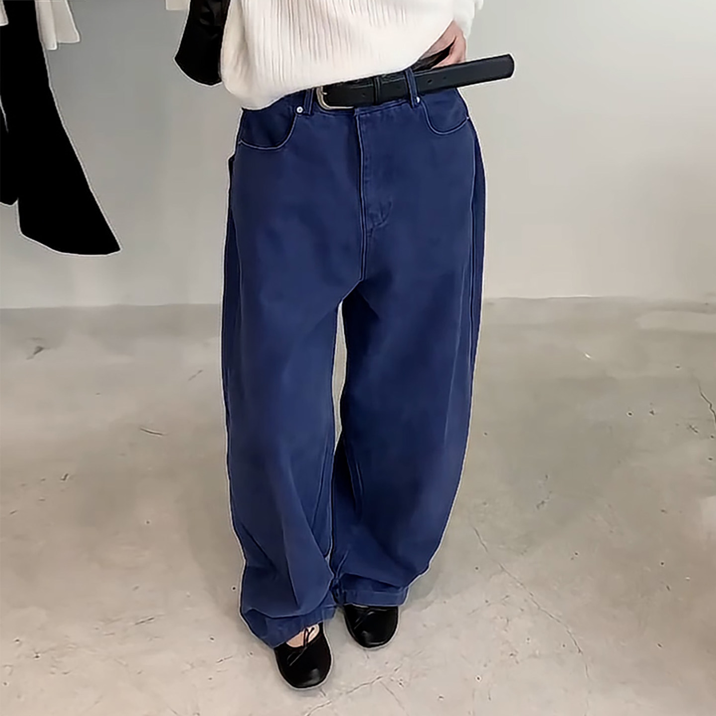 Ader时髦百搭弯刀阔腿牛仔裤女2026秋季新款小众个性宽松拖地长裤