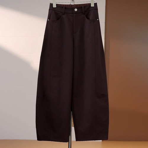 早秋九分宽松百搭简约休闲弯刀裤