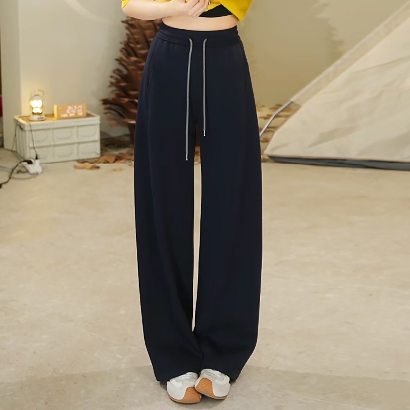 藏青色加绒百搭显瘦休闲香蕉卫裤