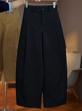 Ader黑色百搭显瘦弯刀裤女2025秋季新款时尚气质高腰阔腿休闲裤子