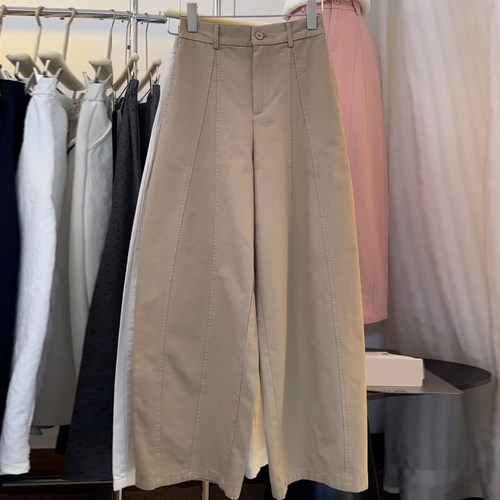 卡其色时尚简约百搭阔腿休闲裤