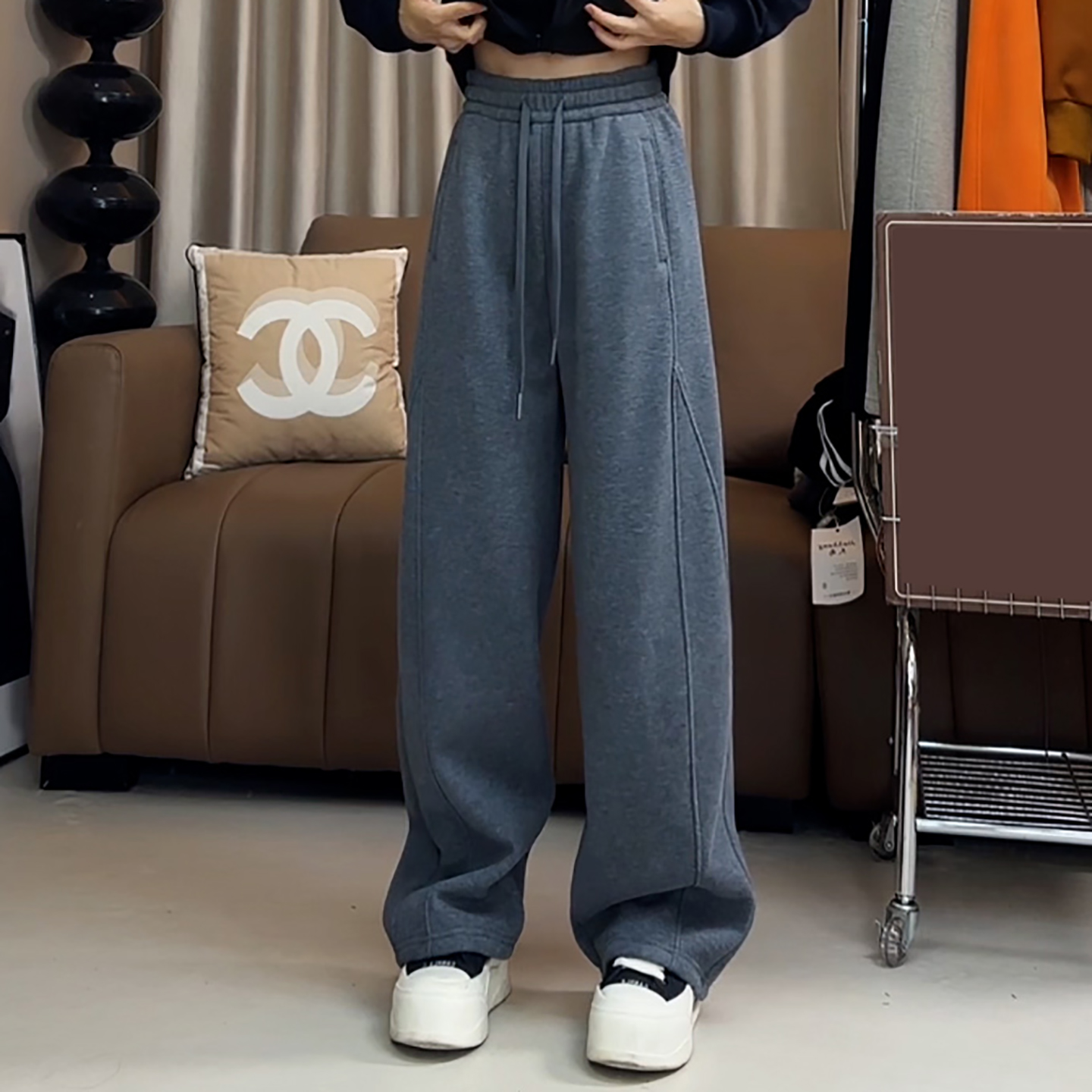 时尚百搭显瘦加绒加厚休闲卫裤女