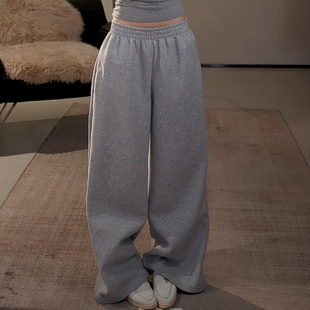 Ader慵懒舒适休闲卫裤女2026春季新款高腰宽松百搭显瘦垂感阔腿裤