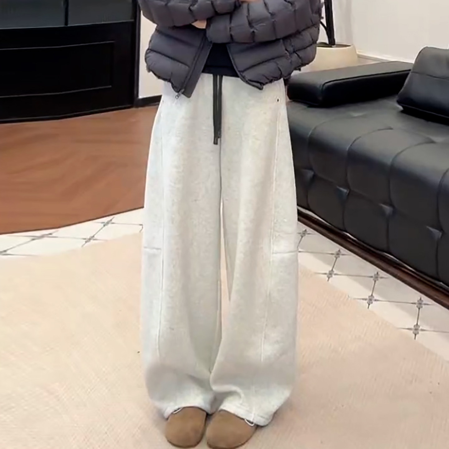 冬季加绒加厚运动休闲弯刀休闲裤