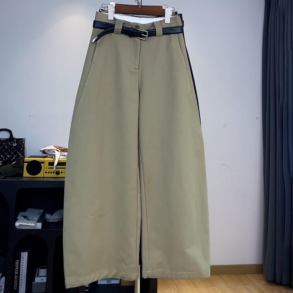 时尚潮流高腰宽松弯刀阔腿休闲裤