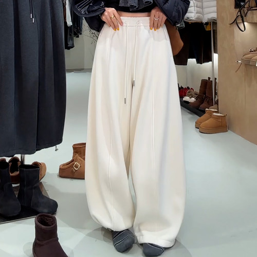 时尚百搭加绒加厚运动休闲卫裤女