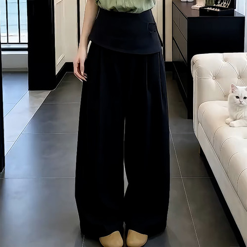个性高腰垂顺显瘦百搭高级阔腿裤