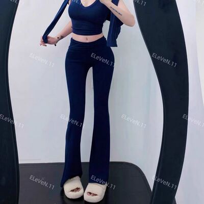 显腿长~自留修身显瘦高腰裤紧身百搭弹力云朵裤微喇休闲长裤子春
