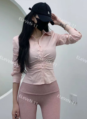 修身纯欲长袖衬衫纯欲辣妹衬衣女