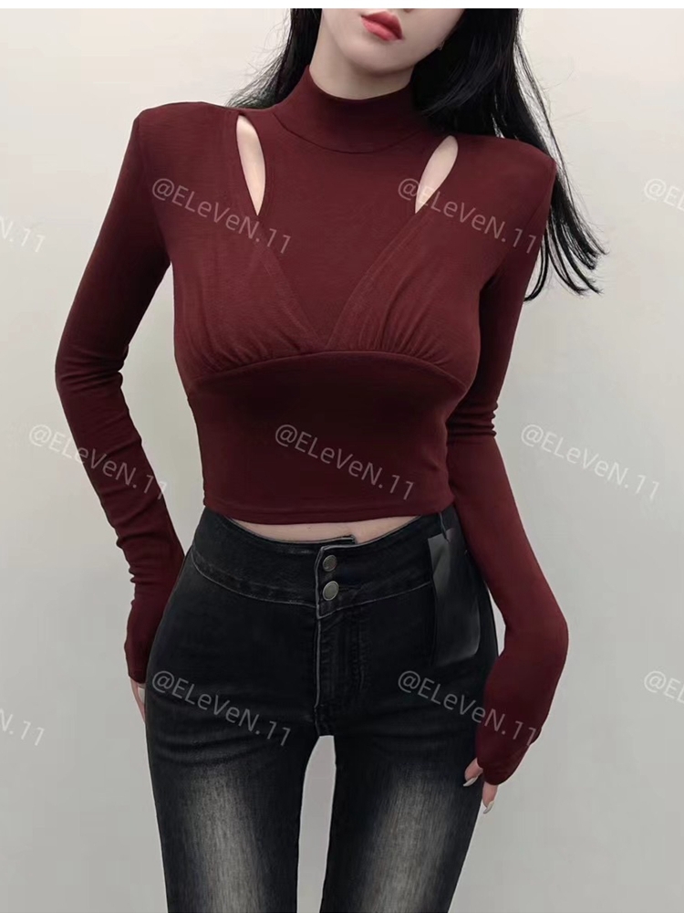 假两件上衣紧身打底衫女长袖